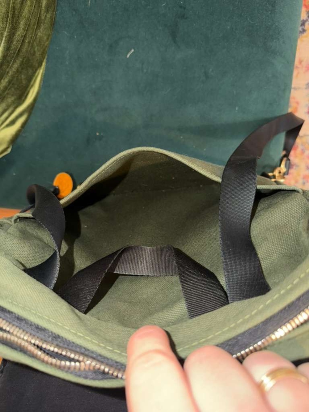 R. Riveter Olive & Black Canvas Backpack - Picture 8 of 8